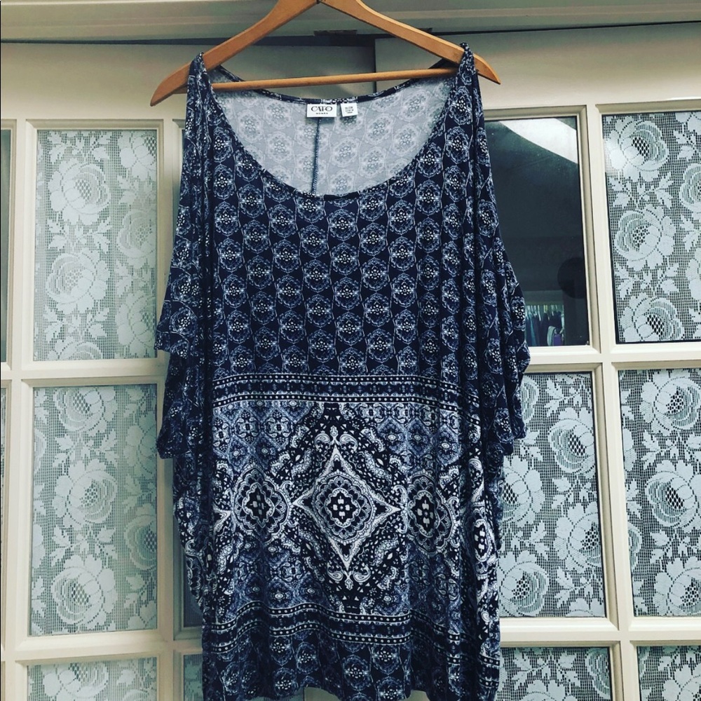 Blue Gypsy Shoulder Cut Top